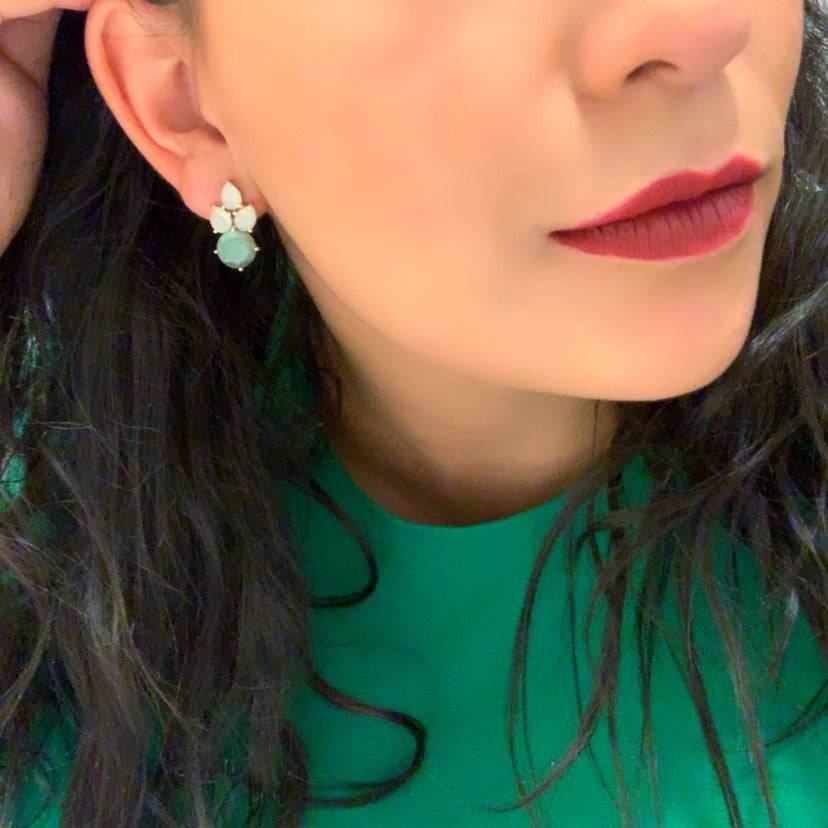 Pendientes con piedras Mier Luna y Labradorita - Mestiza Joyas