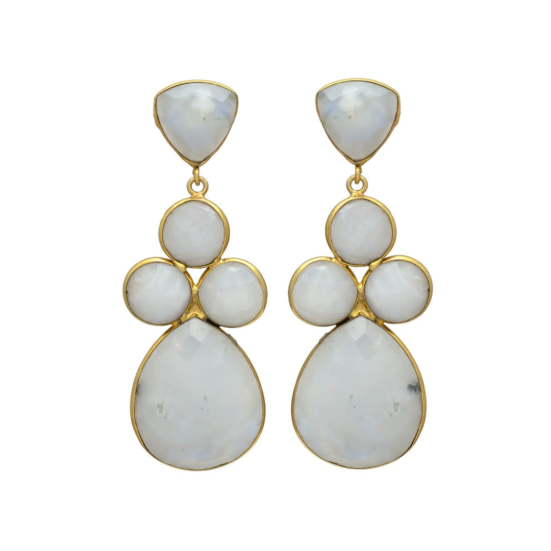 Boucles d'oreilles avec Liz Luna, rubis et pierres d'émeraude