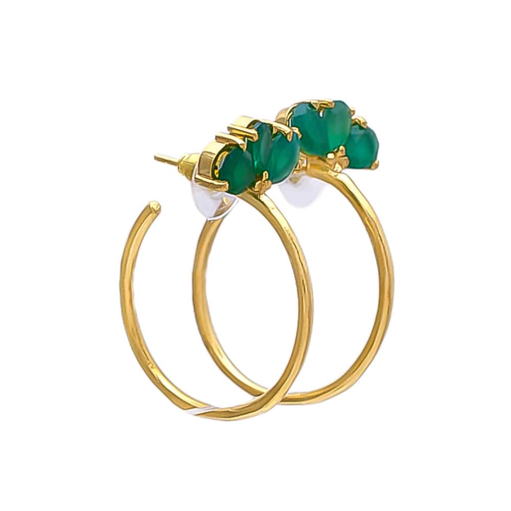 Pendientes con piedras Aro Flor Verde - Mestiza Joyas