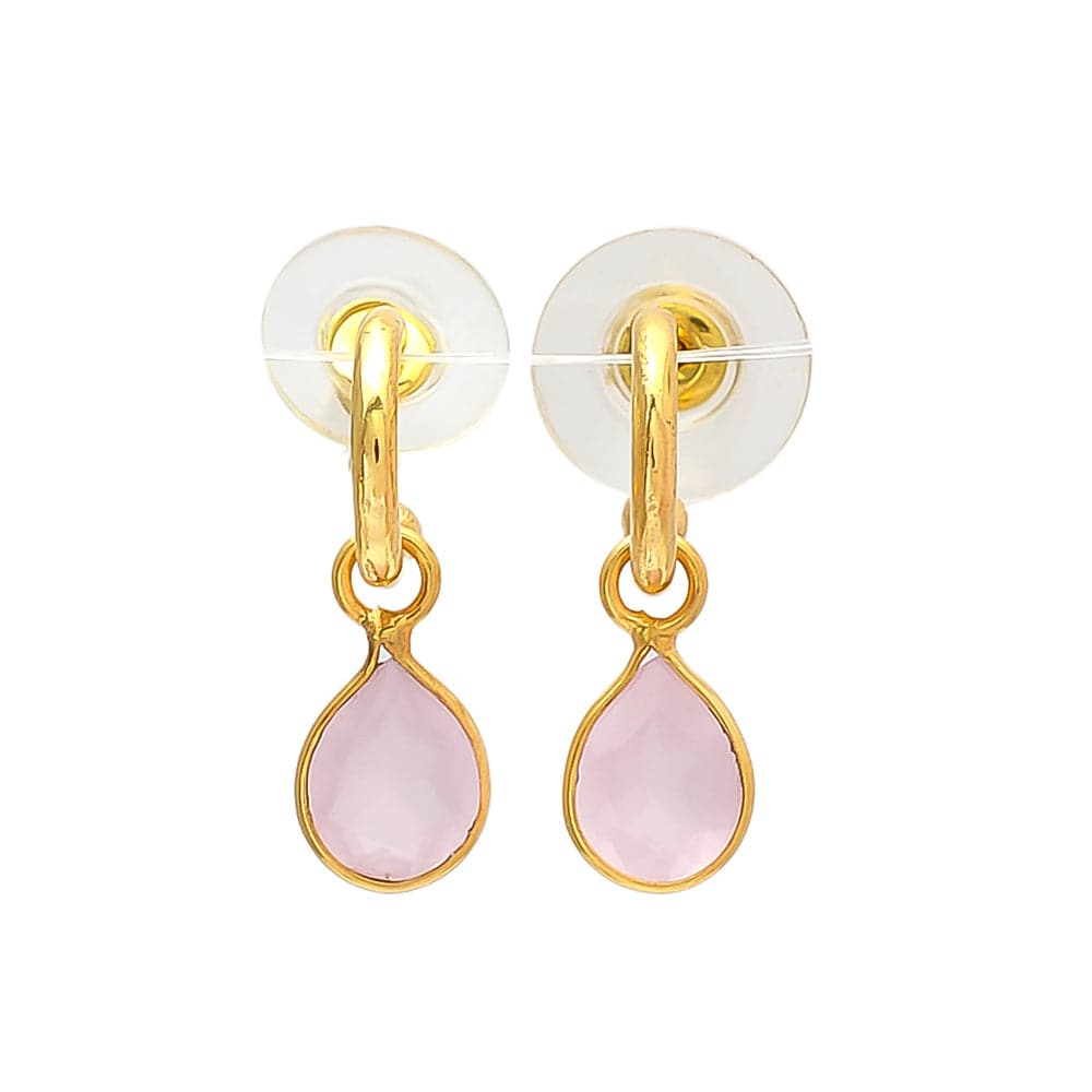 Pendientes con piedras Aro Gota Rosa - Mestiza Joyas