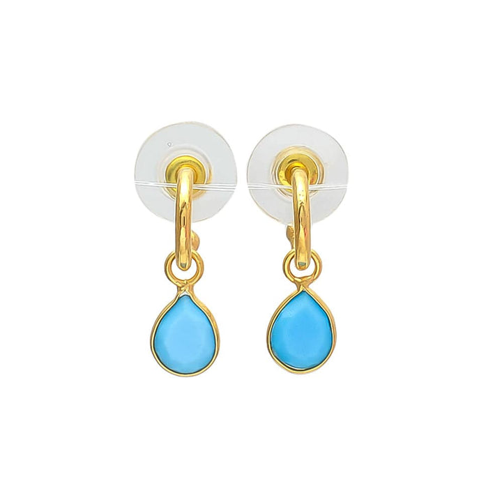 Pendientes con piedras Aro Gota Turquesa - Mestiza Joyas