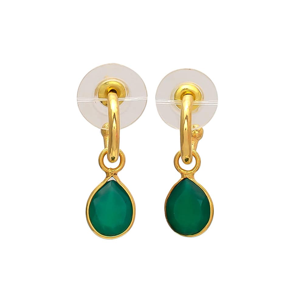 Pendientes con piedras Aro Gota Verde - Mestiza Joyas
