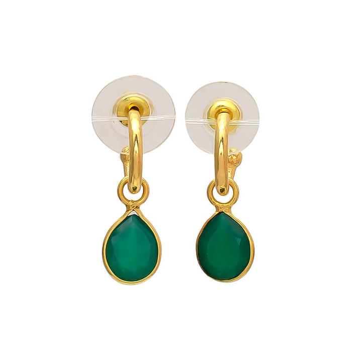 Pendientes con piedras Aro Gota Verde - Mestiza Joyas