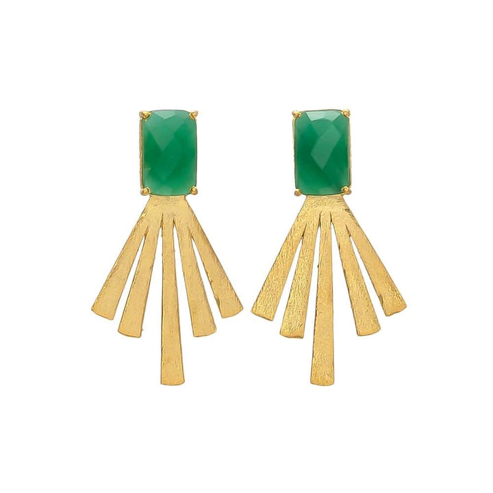 Pendientes con piedras Aspas Calcedonia Verde - Mestiza Joyas