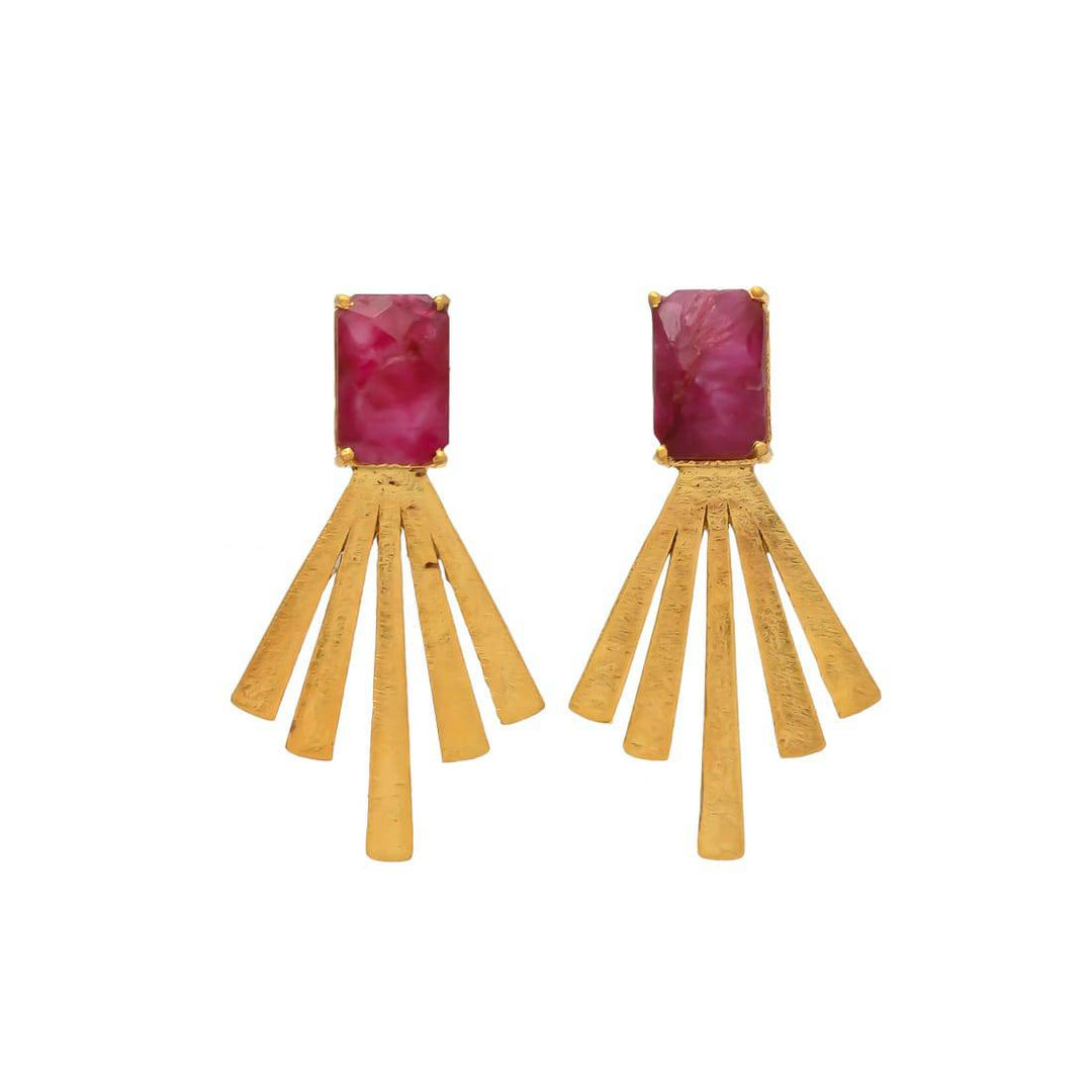 Pendientes con piedras Aspas Granate - Mestiza Joyas