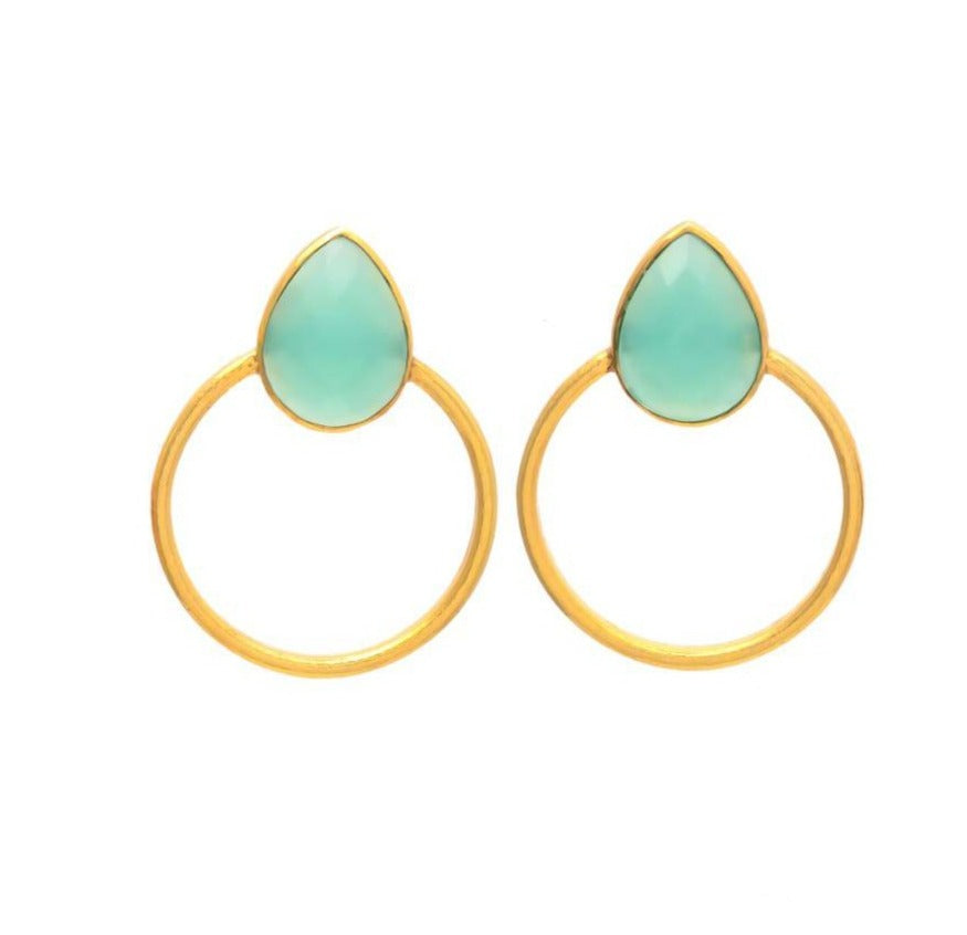 Pendientes con piedras Bali Gota Aguamarina - Mestiza Joyas