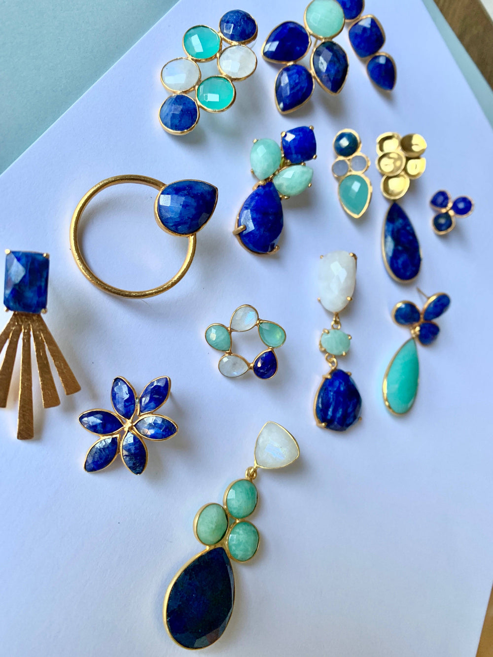 Pendientes con piedras Bali Gota Azul - Mestiza Joyas