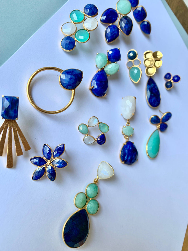 Pendientes con piedras Bali Gota Azul - Mestiza Joyas