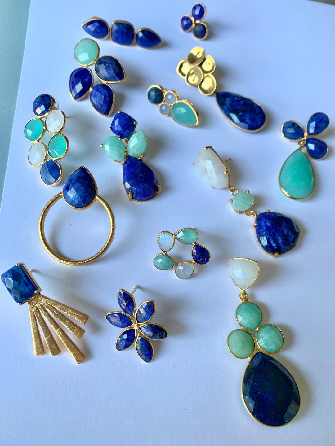 Pendientes con piedras Bali Gota Azul - Mestiza Joyas