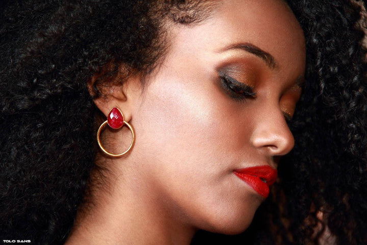 Pendientes con piedras Bali Gota Granate - Mestiza Joyas