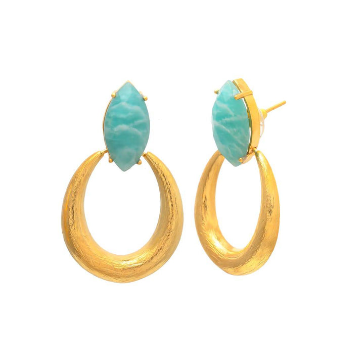 Pendientes con piedras Bali ovalado amazonita - Mestiza Joyas