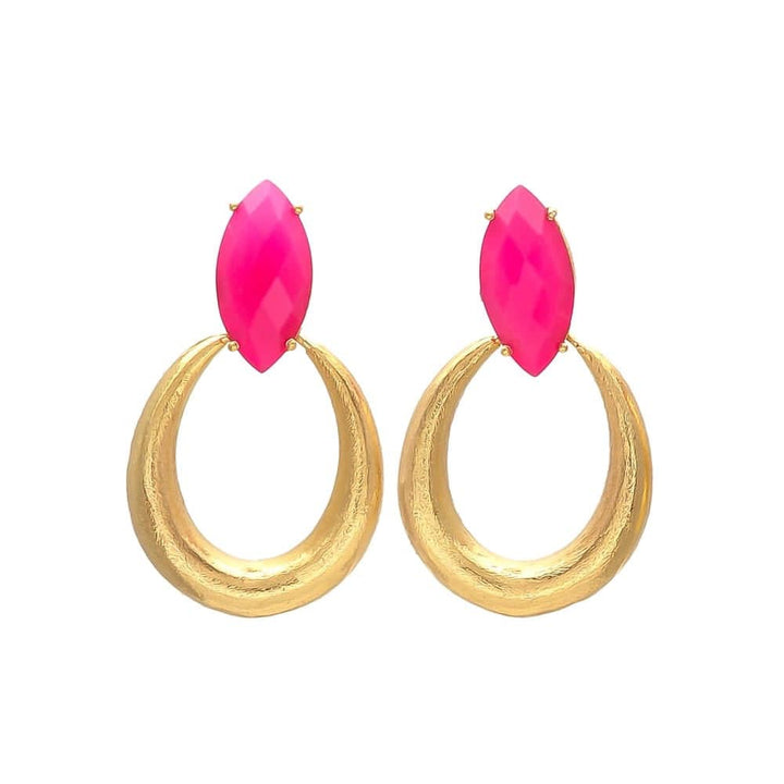 Pendientes con piedras Bali Ovalado Fucsia - Mestiza Joyas