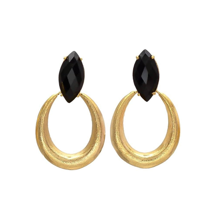 Pendientes con piedras Bali ovalado Negro - Mestiza Joyas