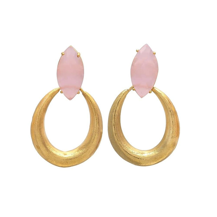 Pendientes con piedras Bali ovalado Rosa - Mestiza Joyas
