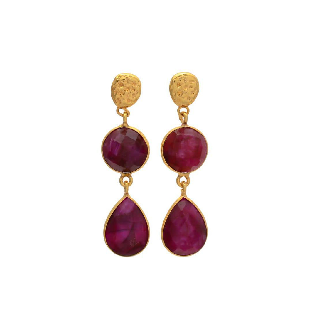 Pendientes con piedras Barcelona Granate - Mestiza Joyas