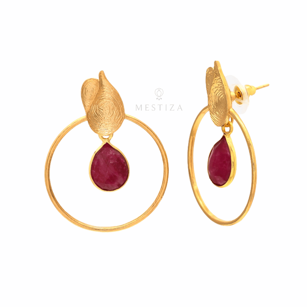 Pendientes con piedras Budapest Granate - Mestiza Joyas