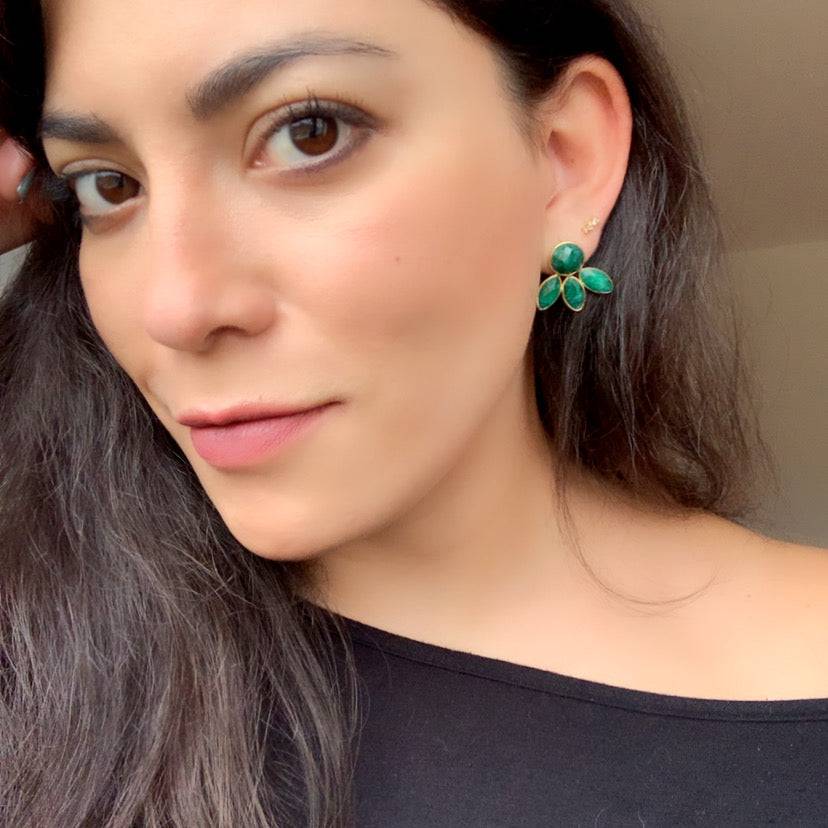 Pendientes con piedras Chiara Aguamarina - Mestiza Joyas