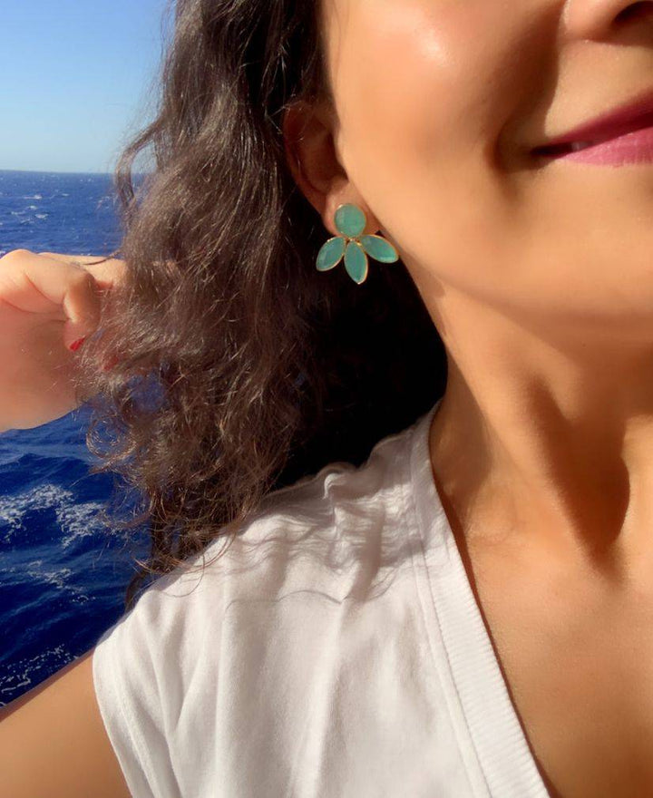 Pendientes con piedras Chiara Aguamarina - Mestiza Joyas