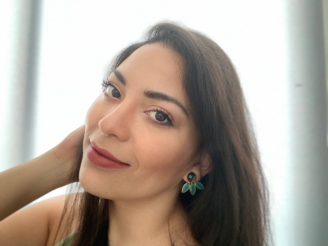Pendientes con piedras Chiara Labradorita y Aguamarina - Mestiza Joyas