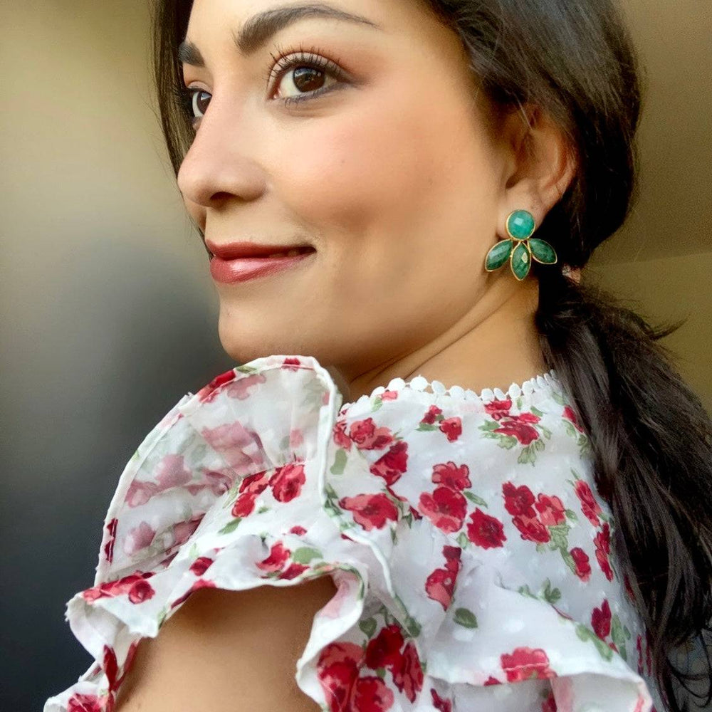 Pendientes con piedras Chiara Rubí y Verde - Mestiza Joyas