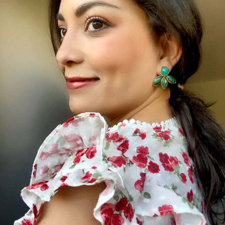 Pendientes con piedras Chiara Rubí y Verde - Mestiza Joyas