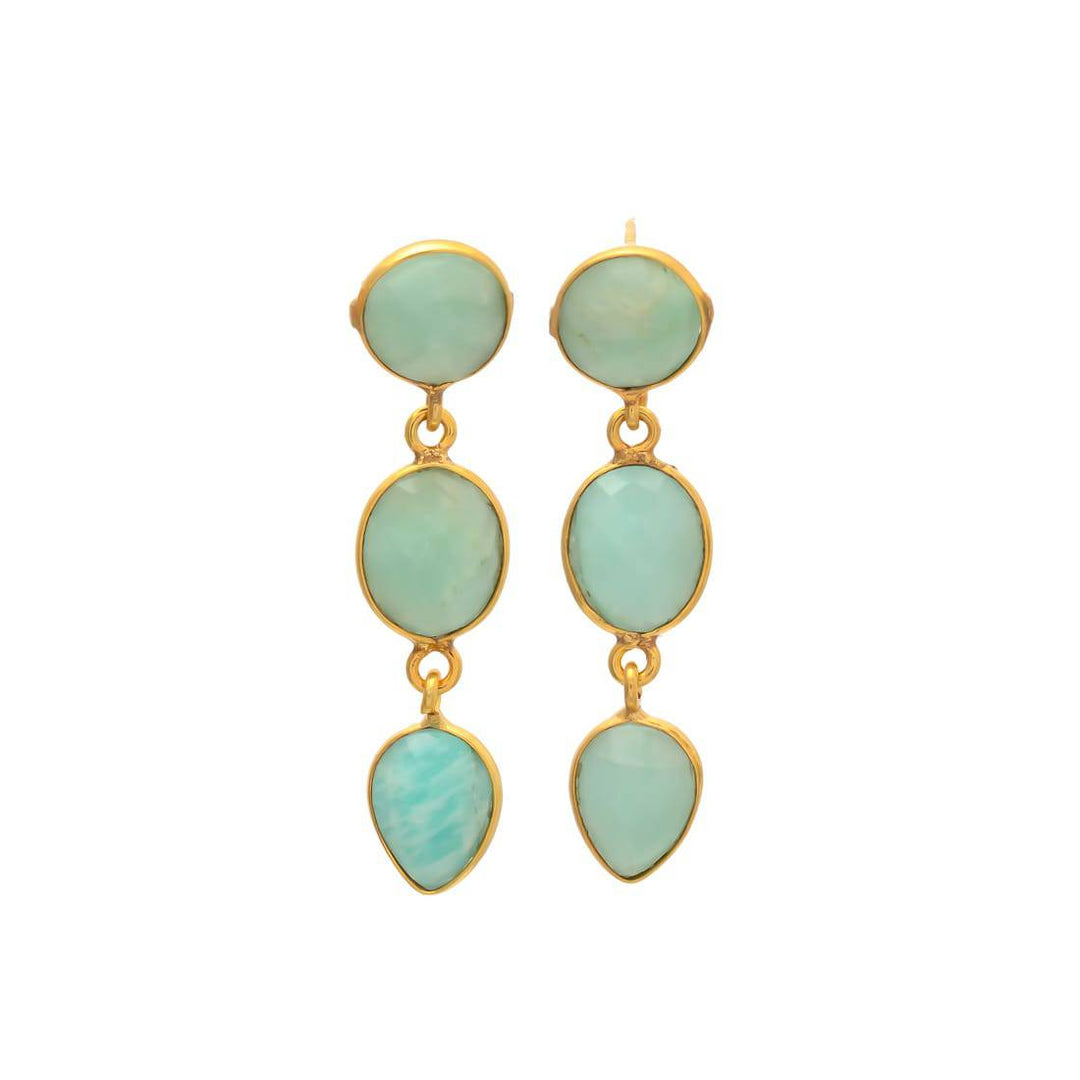 Pendientes con piedras Estocolmo Amazonita - Mestiza Joyas