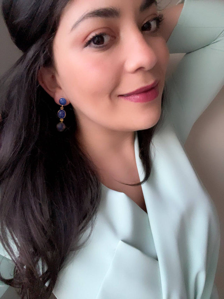 Pendientes con piedras Estocolmo Azul - Mestiza Joyas
