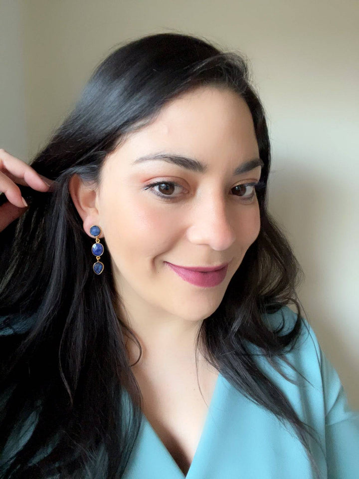 Pendientes con piedras Estocolmo Azul - Mestiza Joyas
