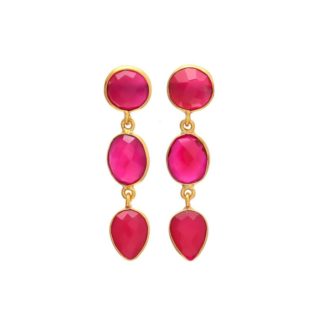 Pendientes con piedras Estocolmo Fucsia - Mestiza Joyas