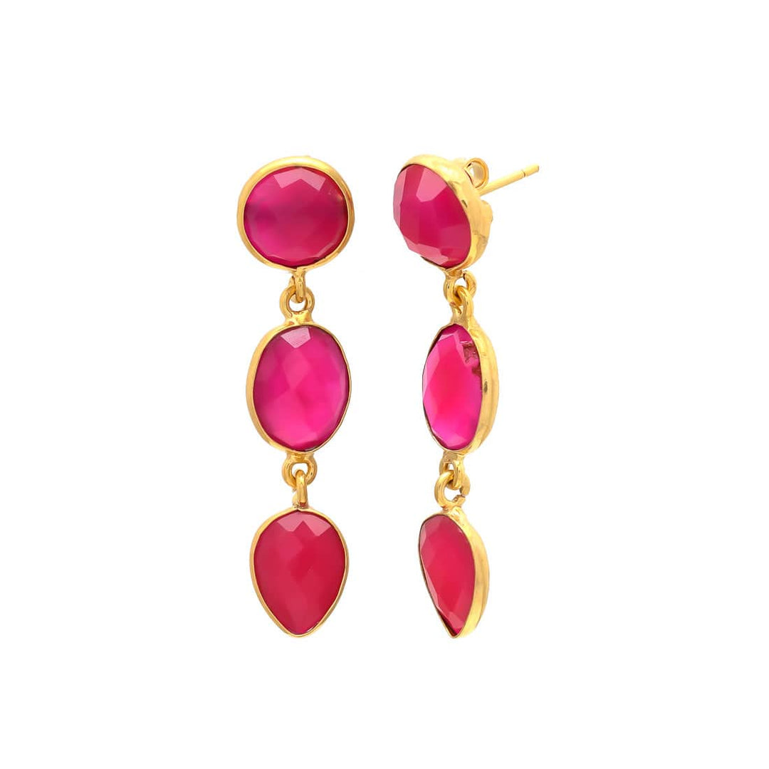 Pendientes con piedras Estocolmo Fucsia - Mestiza Joyas