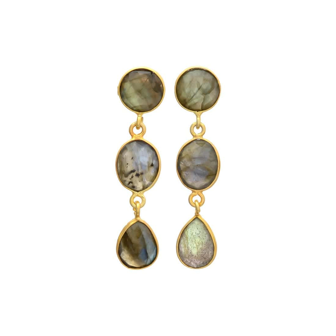 Pendientes con piedras Estocolmo Labradorita - Mestiza Joyas