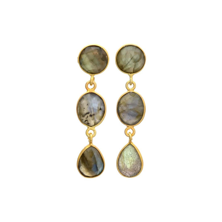 Pendientes con piedras Estocolmo Labradorita - Mestiza Joyas