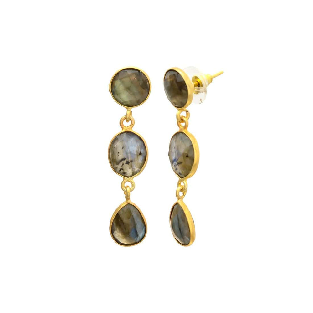 Pendientes con piedras Estocolmo Labradorita - Mestiza Joyas