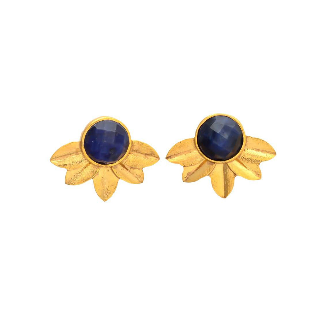 Pendientes con piedras Flor Circular Azul - Mestiza Joyas