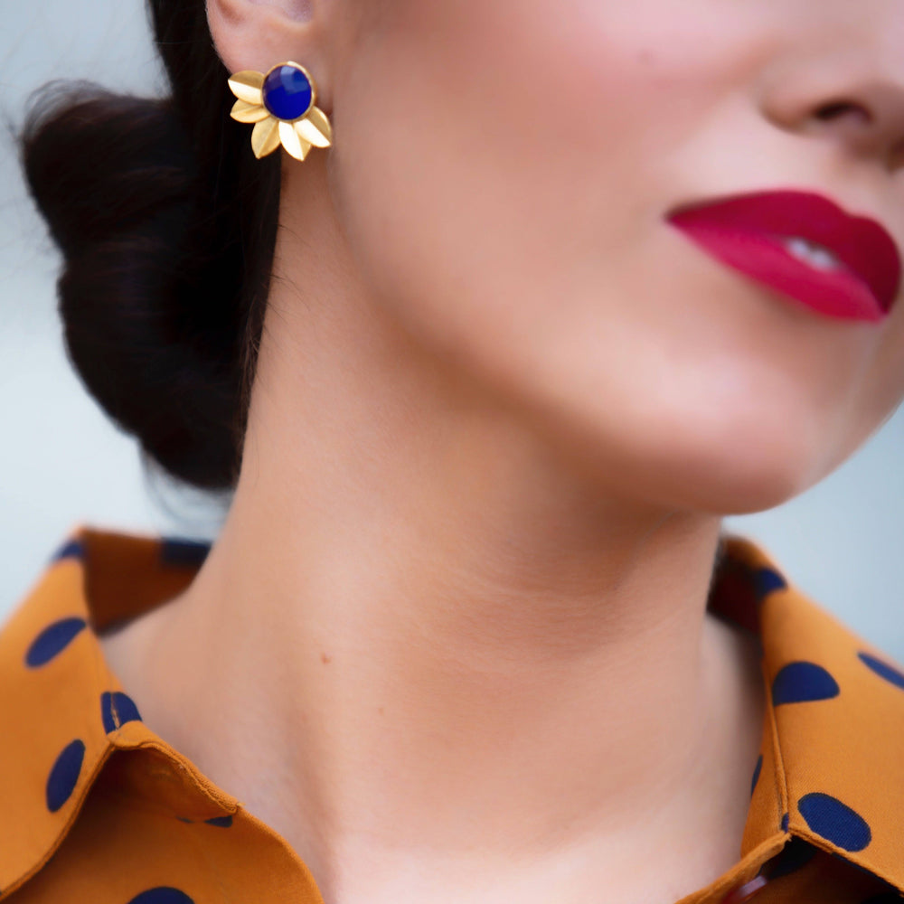 Pendientes con piedras Flor Circular Rosa - Mestiza Joyas