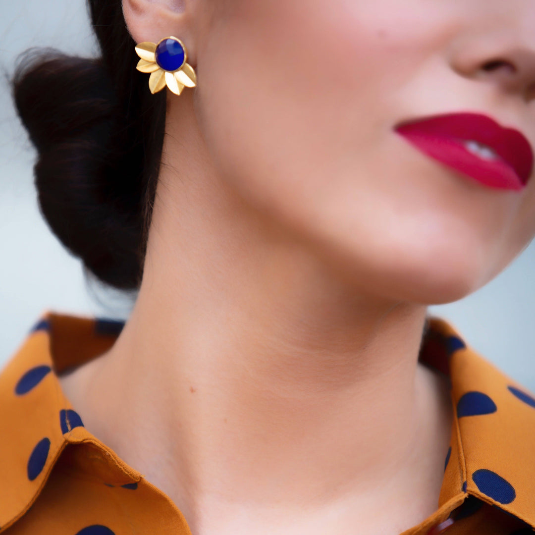 Pendientes con piedras Flor Circular Rosa - Mestiza Joyas