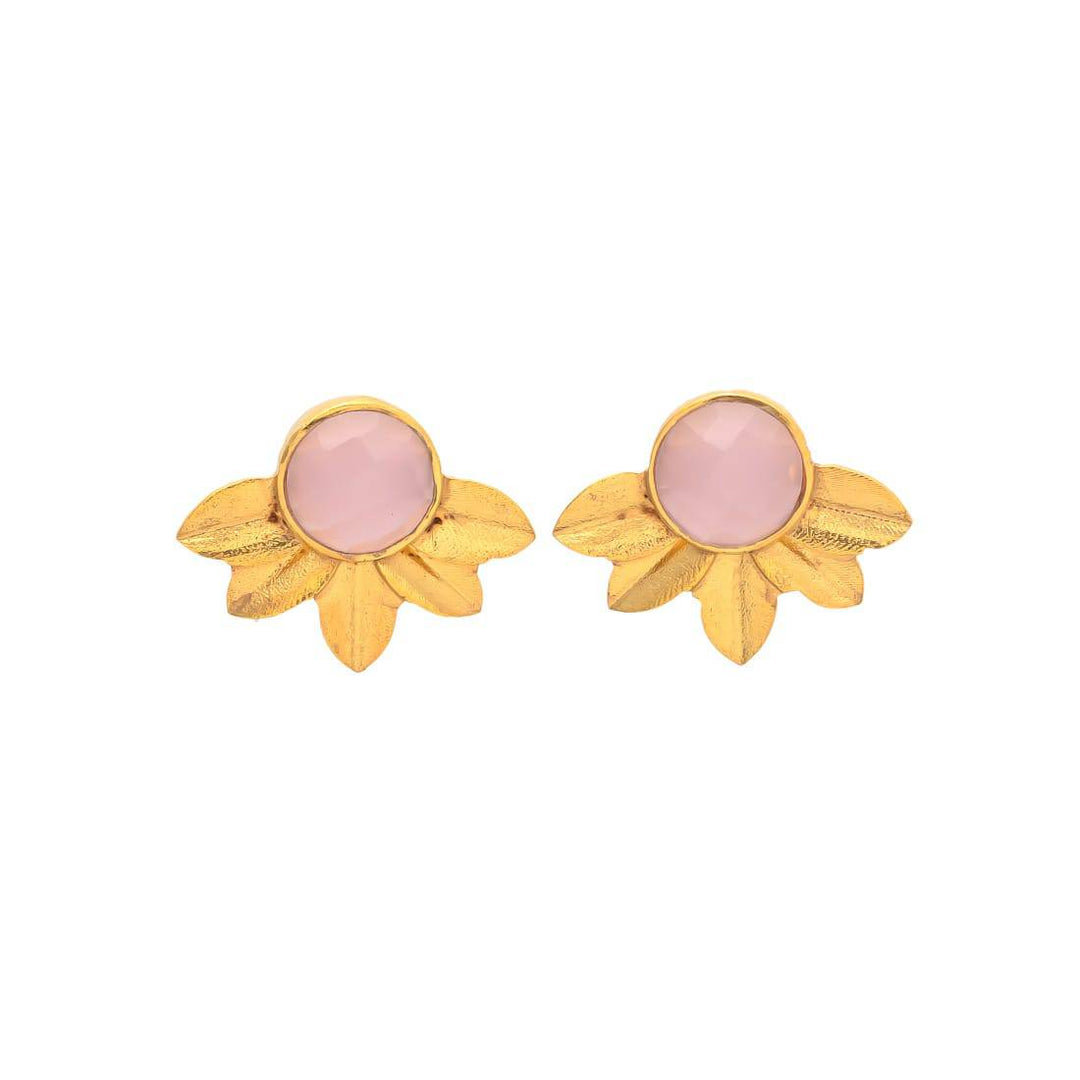 Pendientes con piedras Flor Circular Rosa - Mestiza Joyas