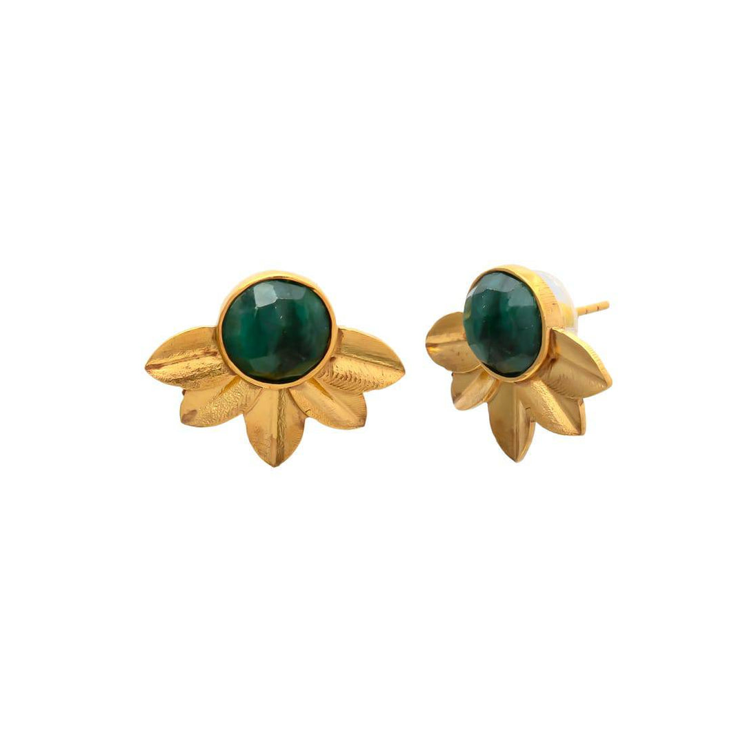 Pendientes con piedras Flor Circular Verde - Mestiza Joyas