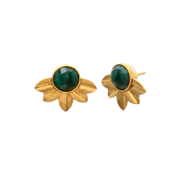 Pendientes con piedras Flor Circular Verde - Mestiza Joyas