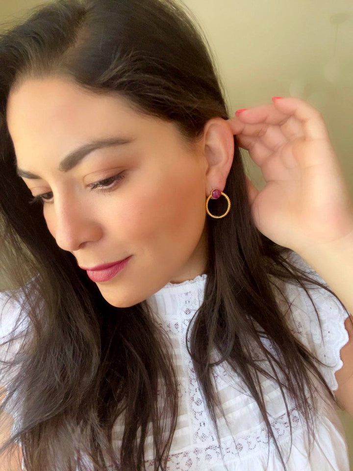 Pendientes con piedras Gante Granate - Mestiza Joyas