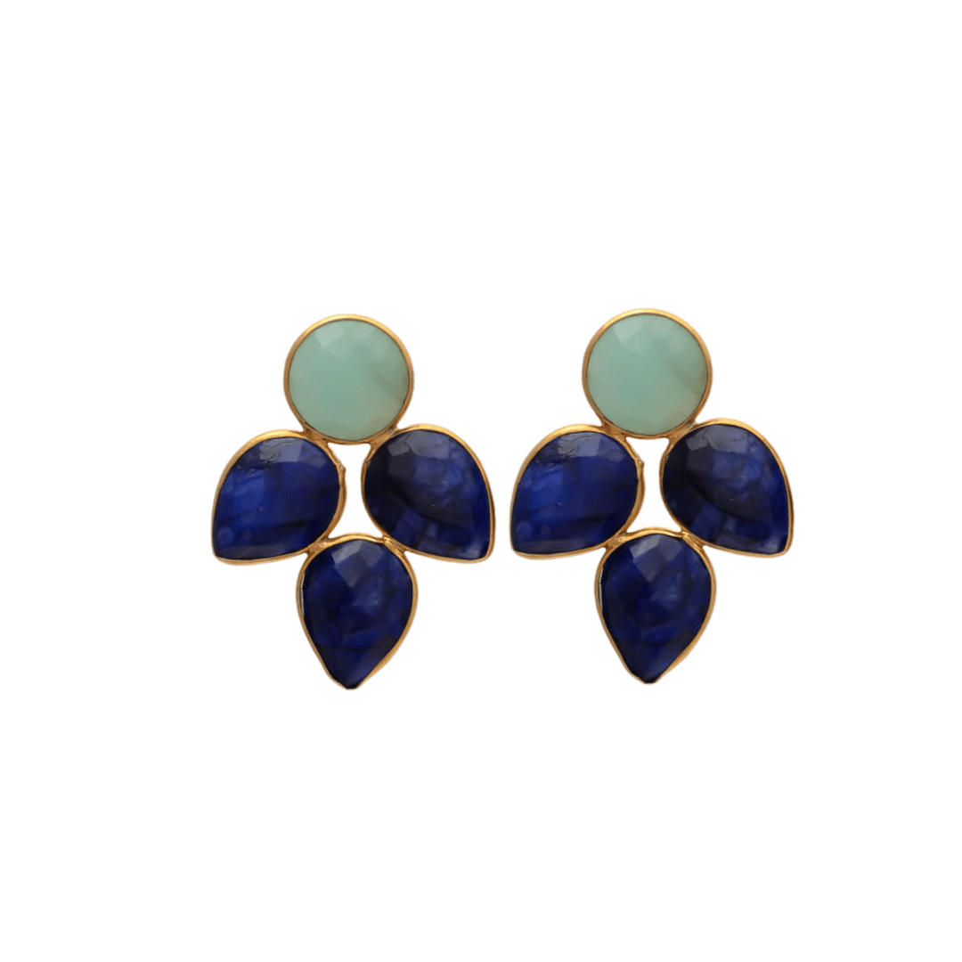 Pendientes con piedras Hortensia Amazonita y Azul - Mestiza Joyas