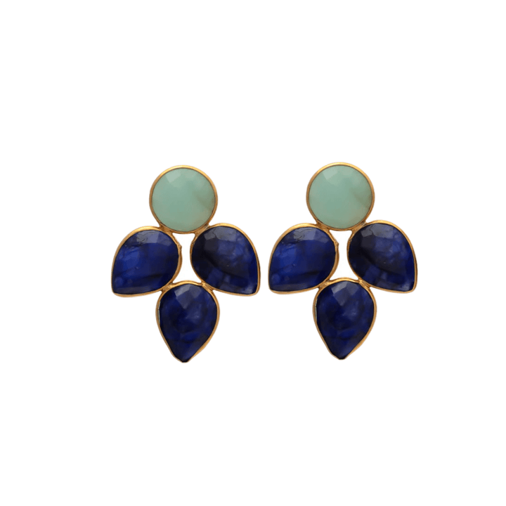 Pendientes con piedras Hortensia Amazonita y Azul - Mestiza Joyas