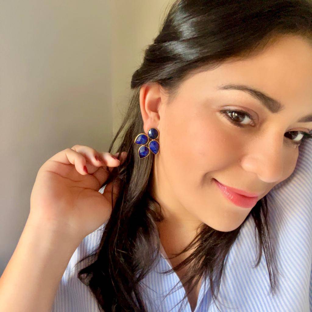 Pendientes con piedras Hortensia Azul - Mestiza Joyas