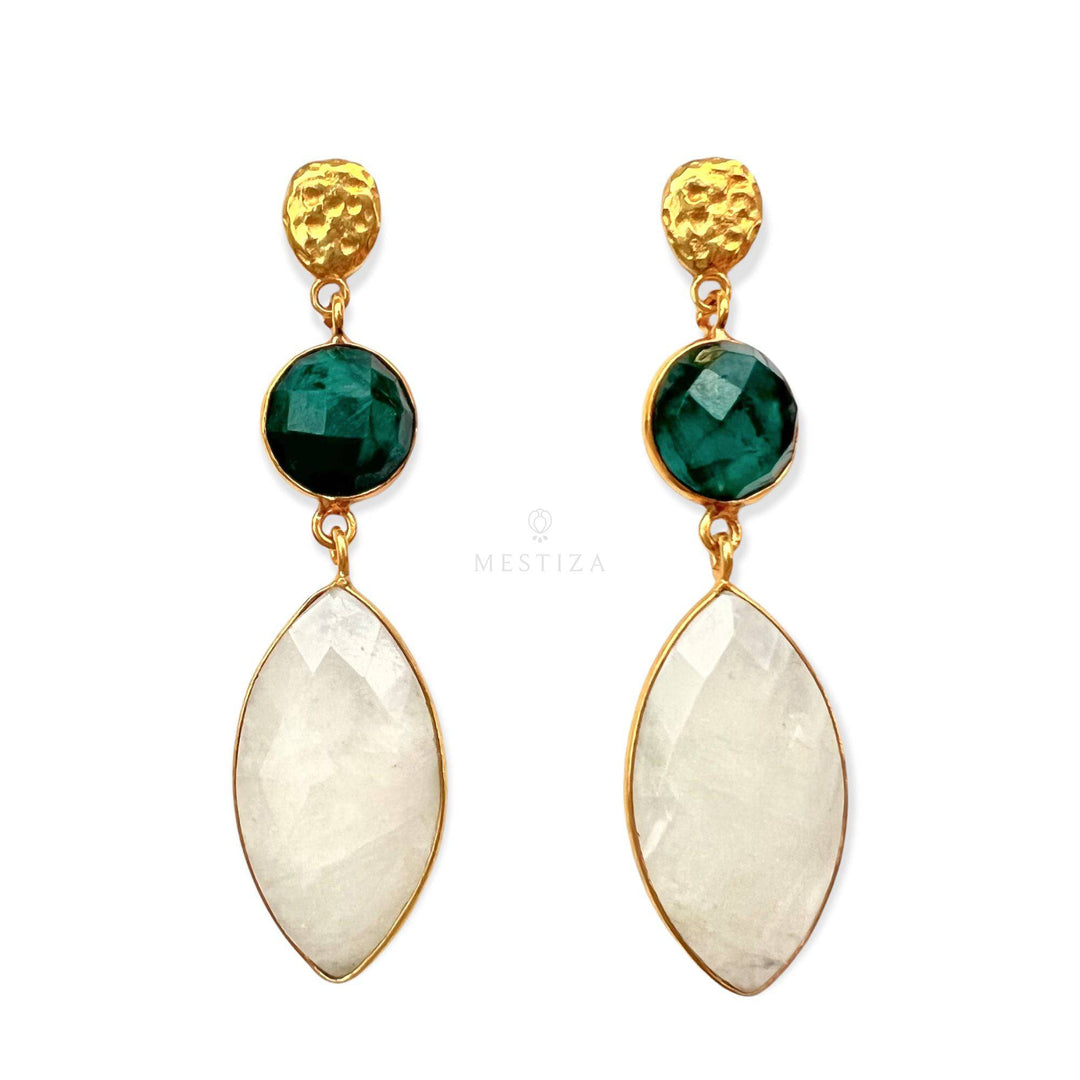 Pendientes con piedras Jaén Verde y Blanco - Mestiza Joyas