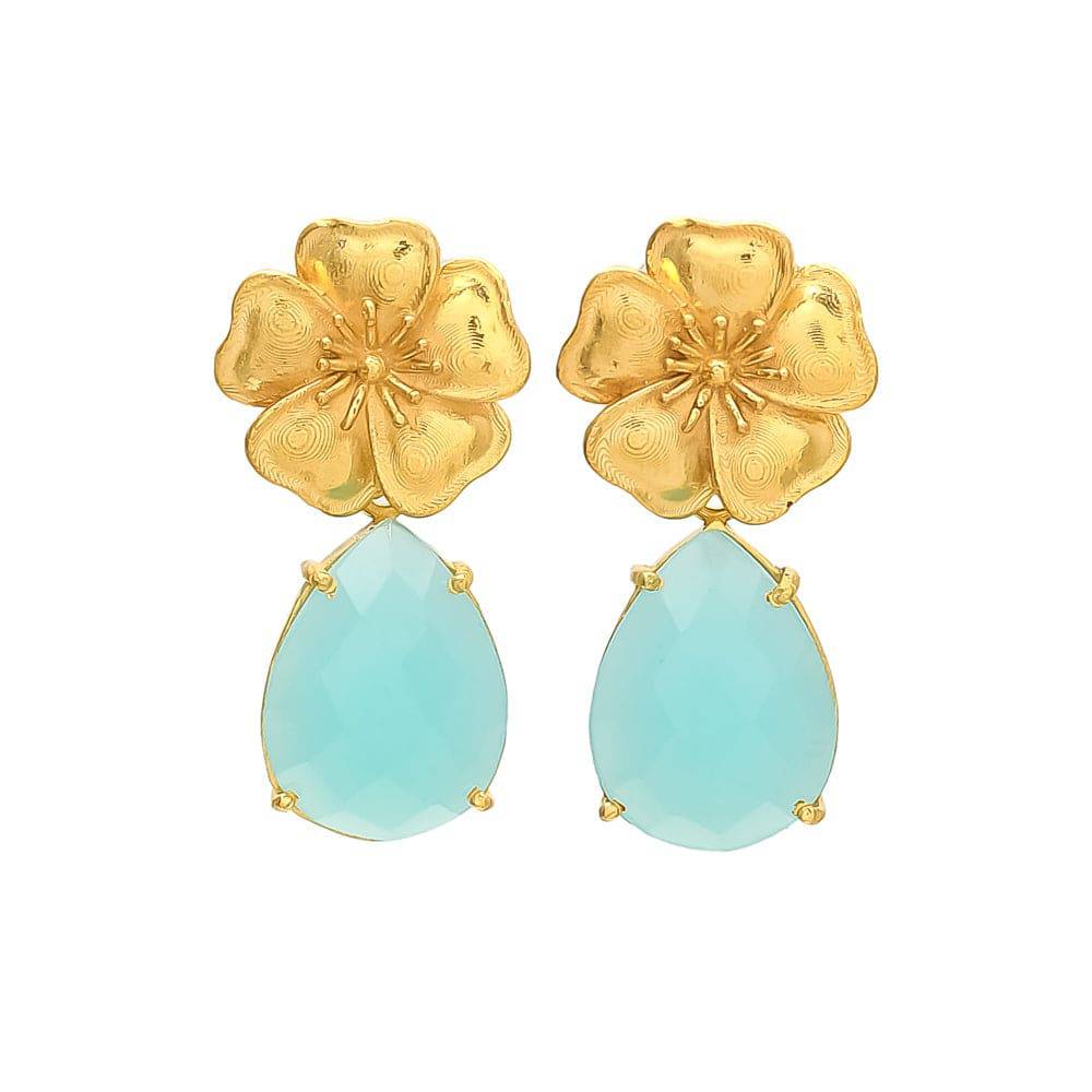 Pendientes con piedras Lirio Aguamarina - Mestiza Joyas