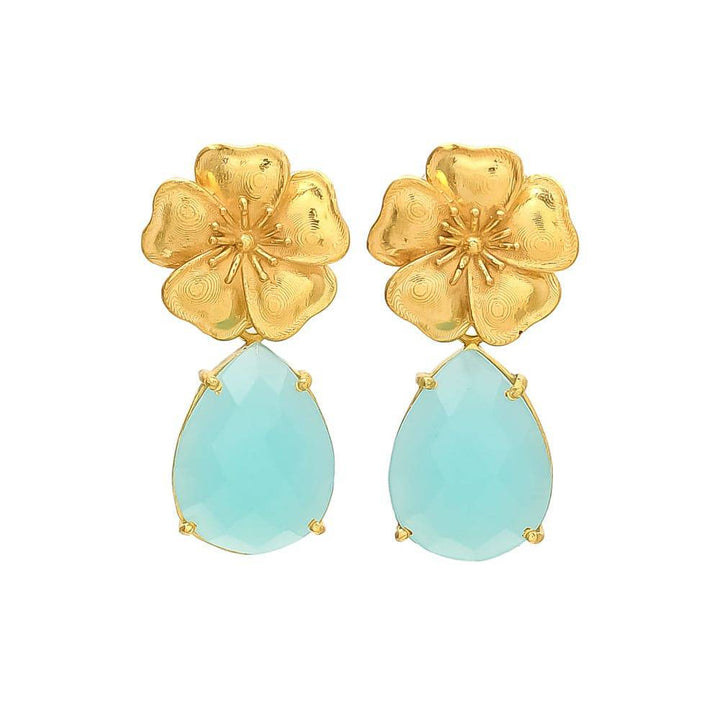 Pendientes con piedras Lirio Aguamarina - Mestiza Joyas