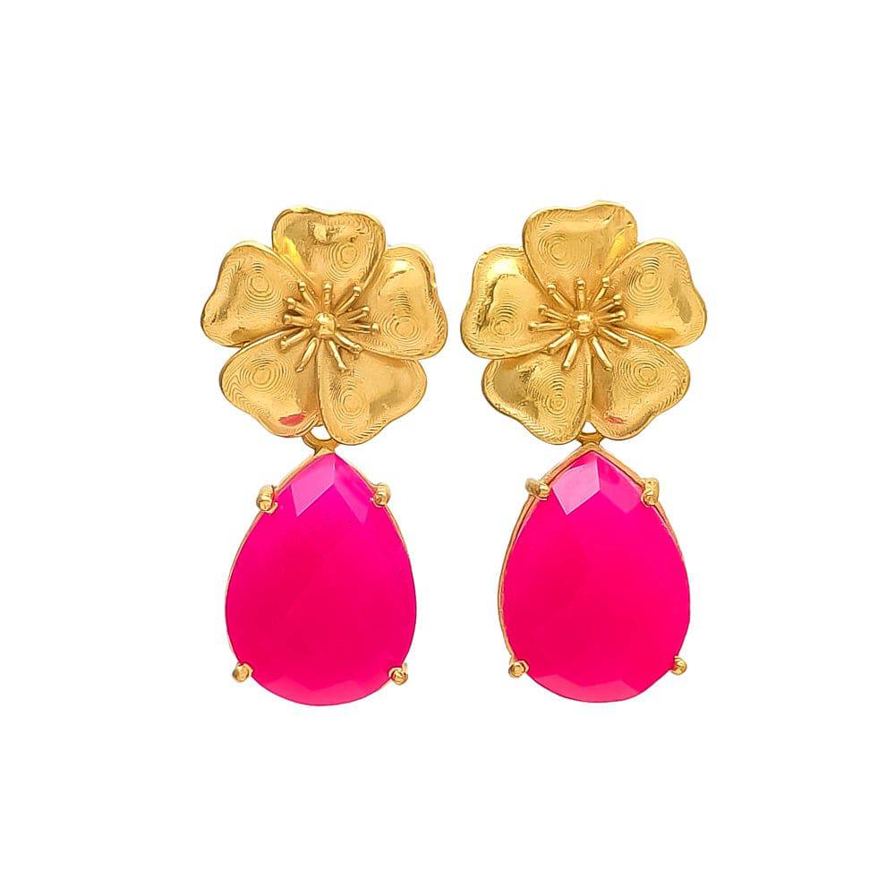 Pendientes con piedras Lirio Fucsia - Mestiza Joyas
