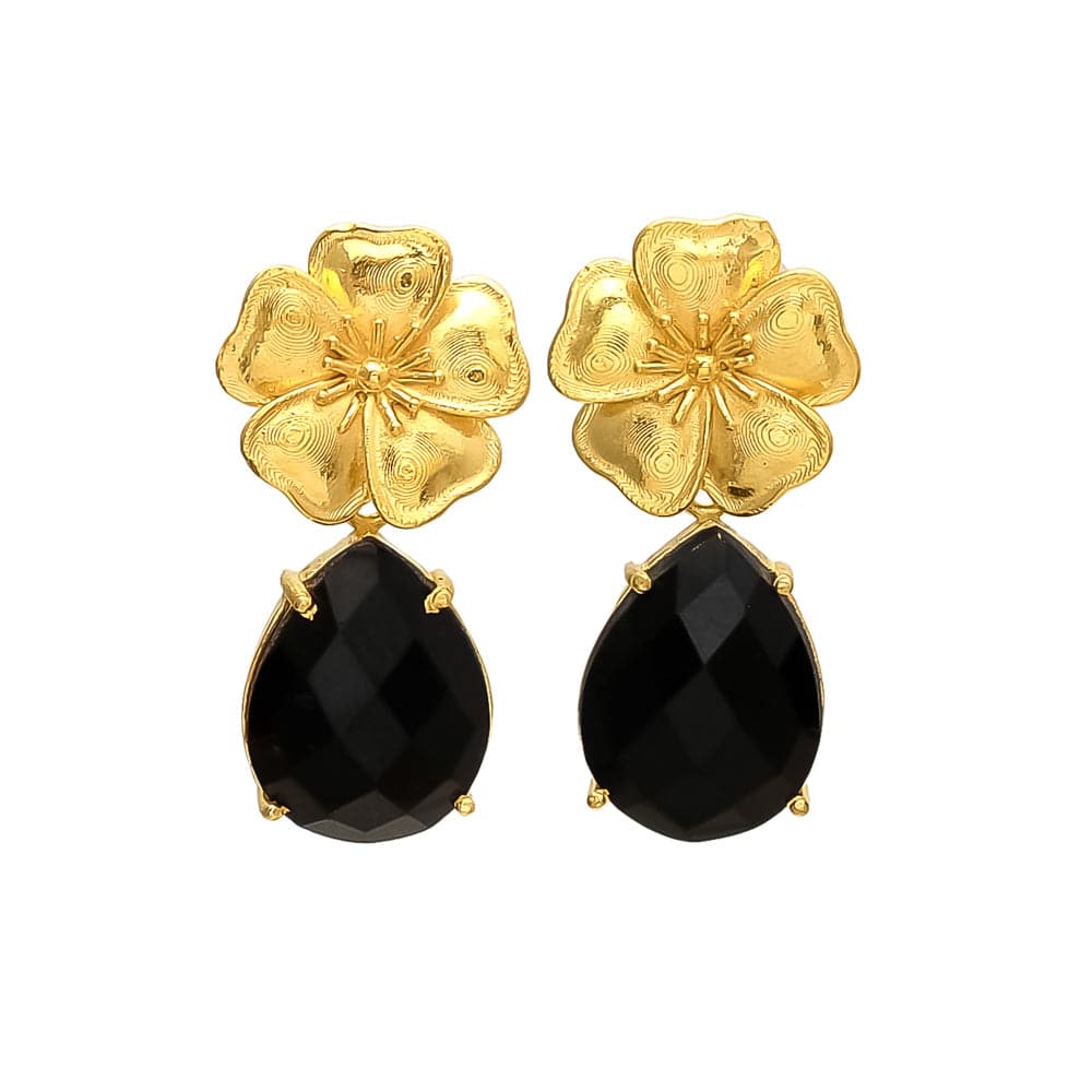 Pendientes con piedras Lirio Negro - Mestiza Joyas