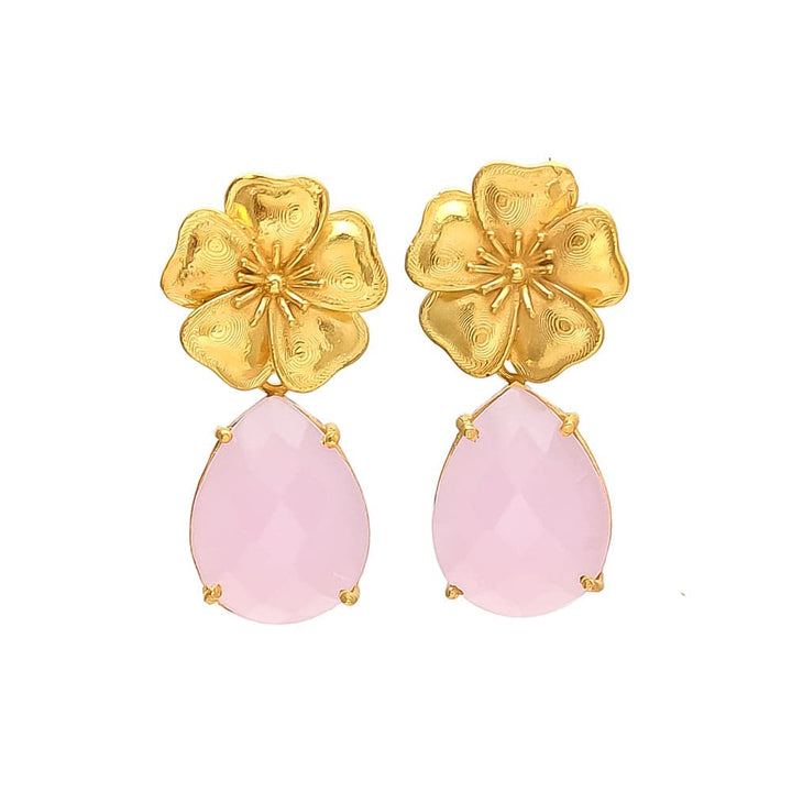 Pendientes con piedras Lirio Rosa - Mestiza Joyas