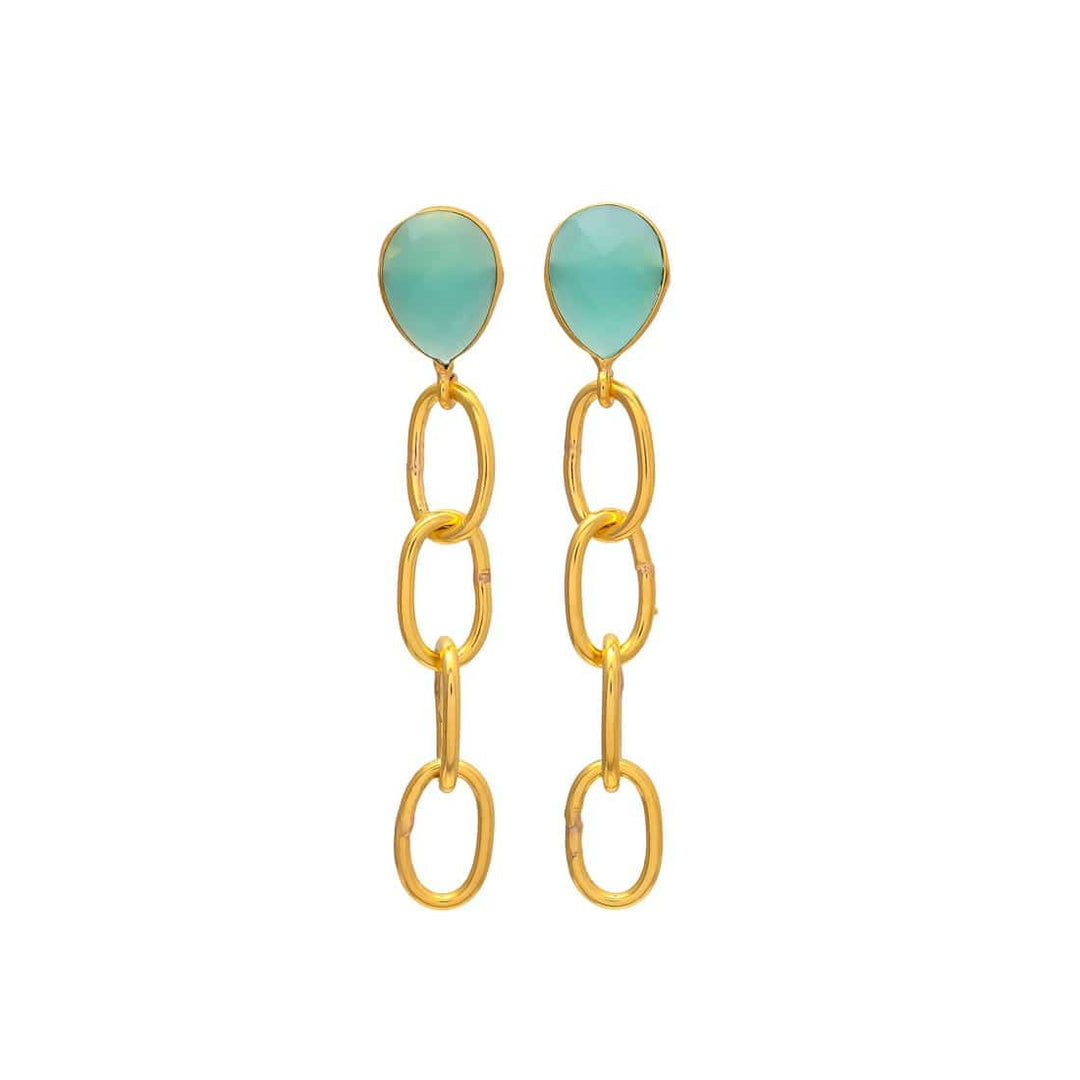 Pendientes con piedras Lisa Aguamarina - Mestiza Joyas